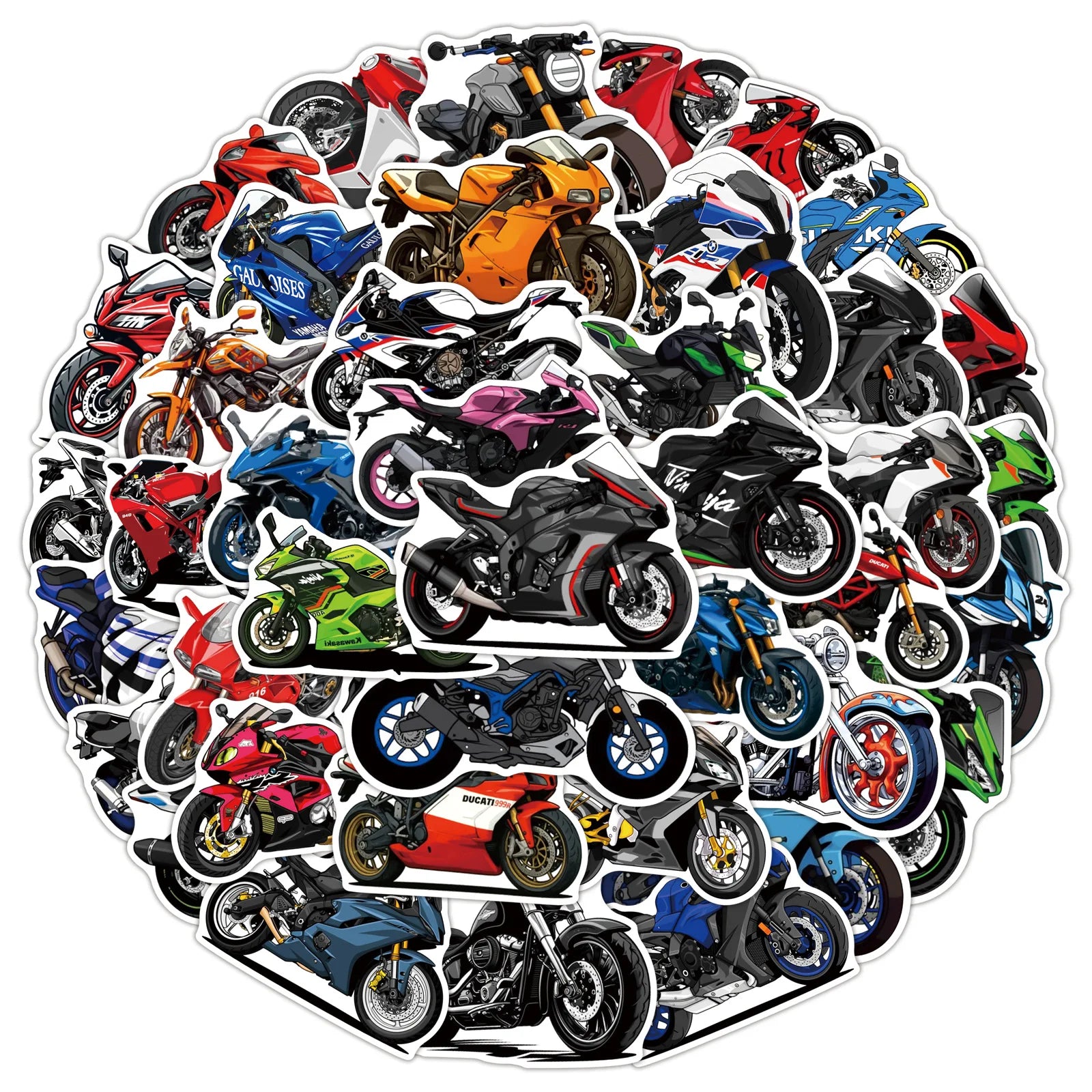 50/100 autocollants de moto de dessin animé Graffiti autocollants décoratifs pour bagages, cahiers, voiture, papeterie imperméable