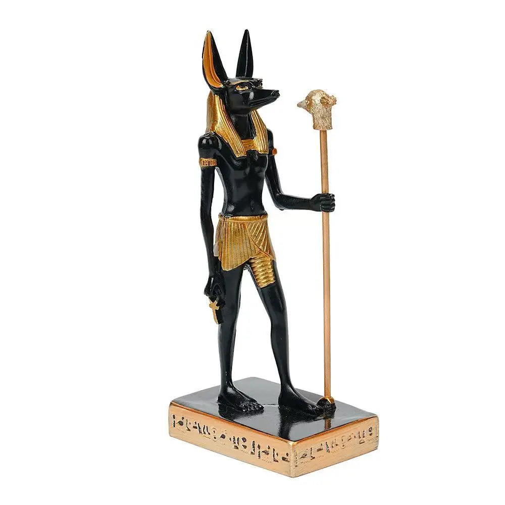 Statue Anubis Dieu Égyptien de la Mort Sculpture Momie Figurine en Résine Décoration Maison Bureau Cadeau pour Amateurs de Mythologie Cadeau Halloween