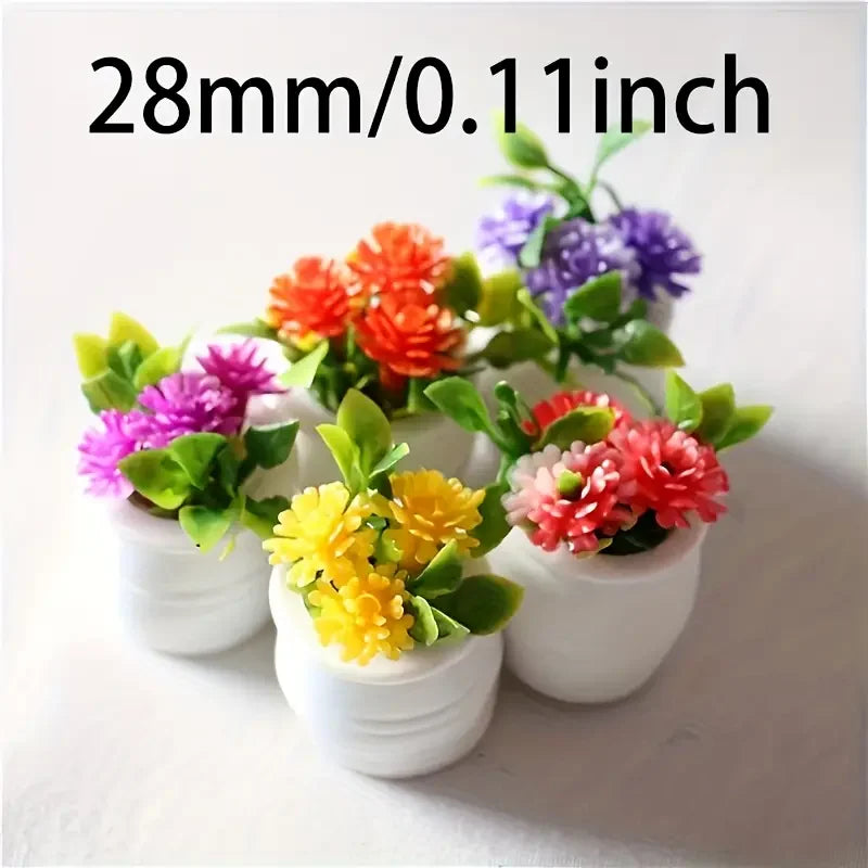 5 mini macetas decorativas, casas de muñecas, flores artificiales vibrantes, decoración del hogar, mini macetas para coche, regalos de vacaciones, detalles de fiesta