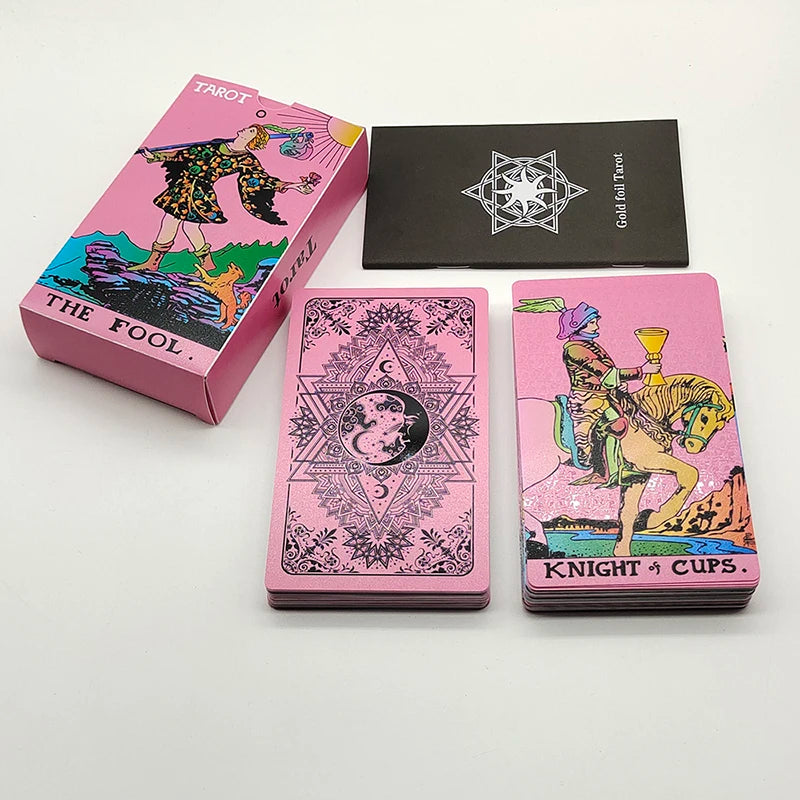 Mazo de Tarot de PVC a prueba de agua de 78 cartas con paquete de plástico Juego de mesa de adivinación Conjunto de oráculo de adivinación para principiantes