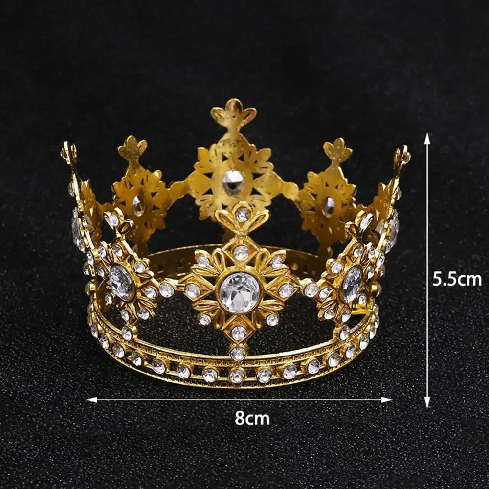 Nouveau Topper de Gâteau en Strass Couronne Chapeau Décoration Accessoires de Cheveux pour Enfants Princesse Fête de Mariage Anniversaire Fournitures