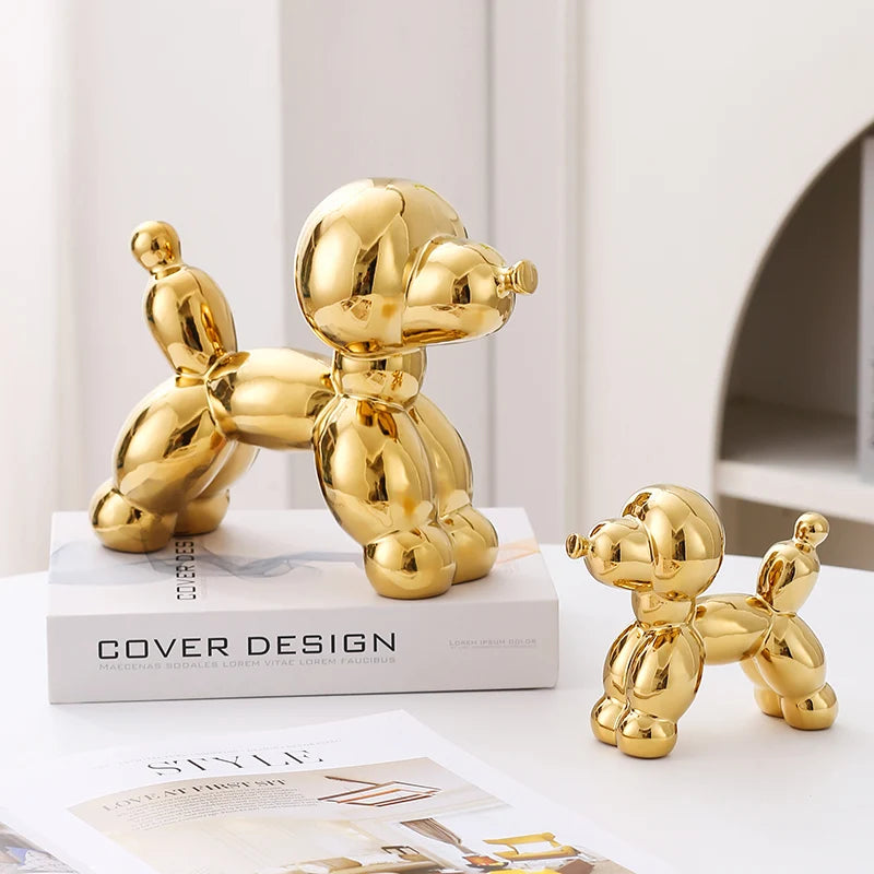 Figurine de chien en céramique, décoration d'intérieur, accessoires de décoration de chambre, sculptures décoratives d'animaux nordiques pour le bureau