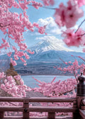 Pink City Viajes Asiáticos Cerezos Japoneses En El Monte Fuji Póster Impresiones Ligeras Lienzo Pintura Mural Imágenes Decoración De La Habitación Del Hogar