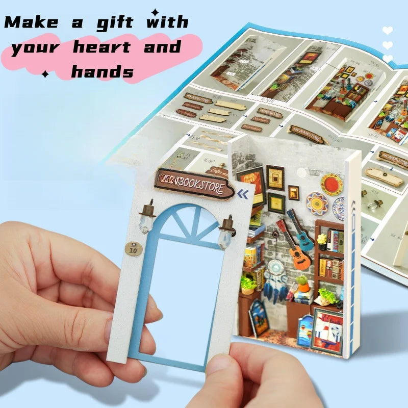 1ud, kit DIY de rincón de lectura, kit de maqueta para montar, decoración para estantería, micromodelo de decoración para el hogar, el regalo perfecto para adolescentes y adultos
