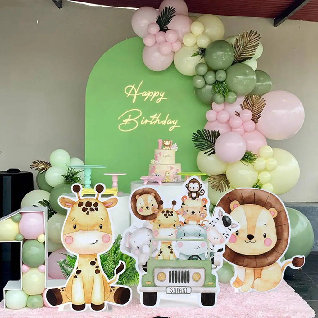 70cm Adorno grande de pie de animales de la selva para fiesta, safari, feliz cumpleaños, decoración de fiesta infantil, bosque de la jungla, decoración para baby shower