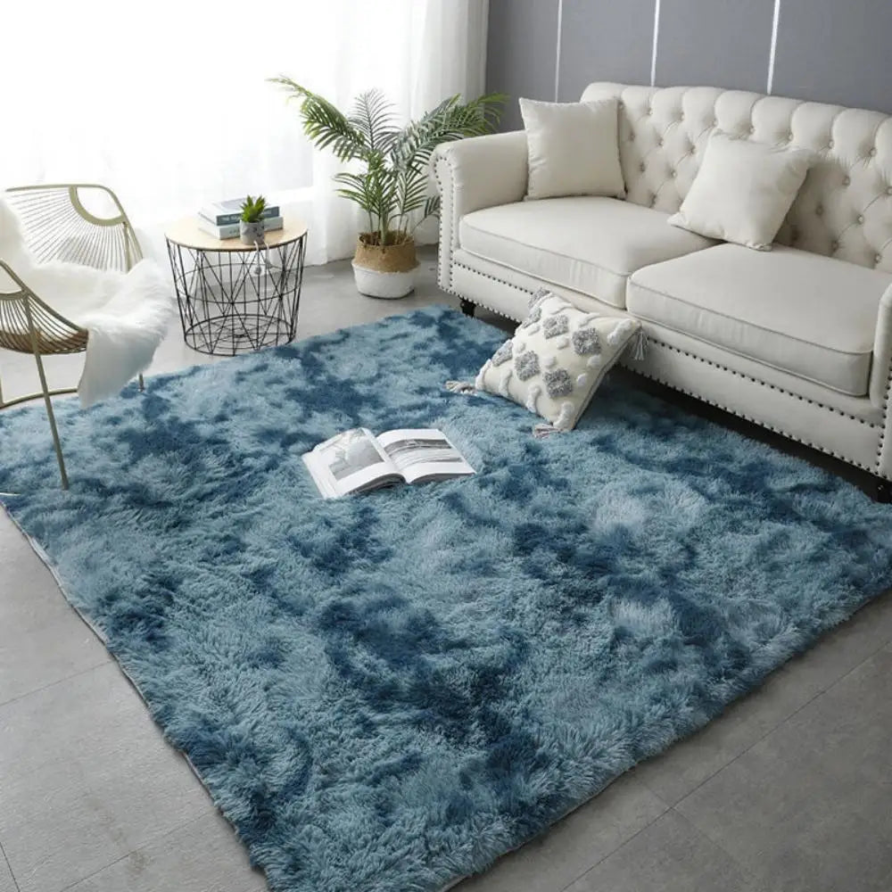 Alfombra de felpa teñida anudada VIKAMA, decoración para sala de estar, alfombra suave y mullida para el hogar, manta antideslizante para gatear para niños.