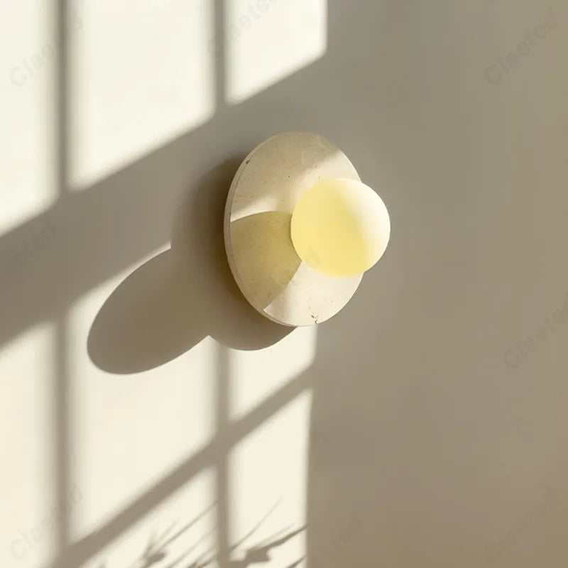 Nouvelle applique murale ronde en pierre de grotte jaune LED, luminaire décoratif pour salon, couloir, porche, chambre à coucher, chevet.