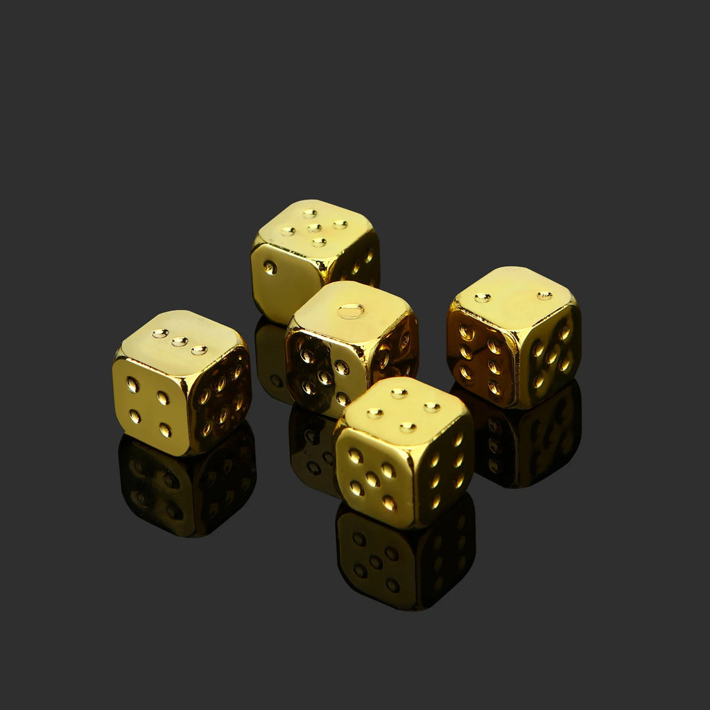 5PCS/1Set Dés en métal Or/Argent/Bronze Dés amusants à six faces pour jeu de société Accessoires 13mm