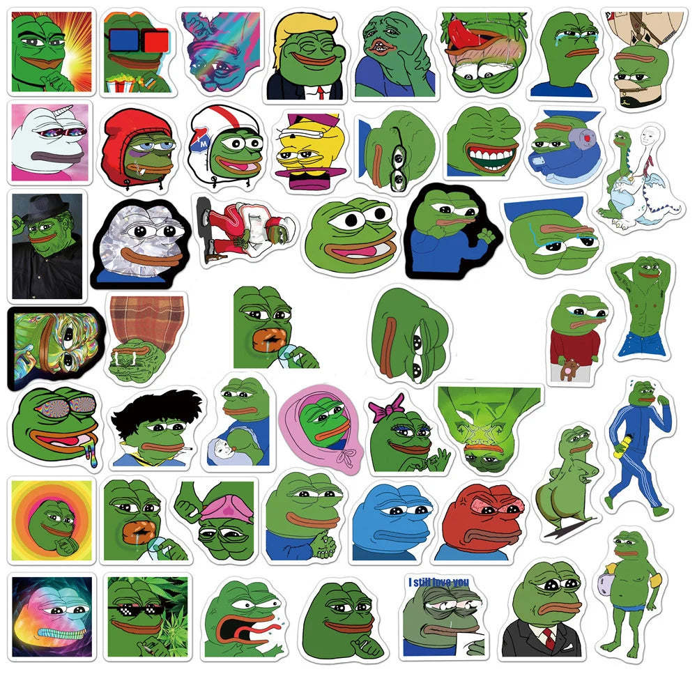 10/30/50 PIÈCES Autocollants Intéressants Grenouille PEPE Graffiti Meme pour Skateboard Casque Boîte Cadeau Vélo Ordinateur Portable Voiture Jouets pour Enfants