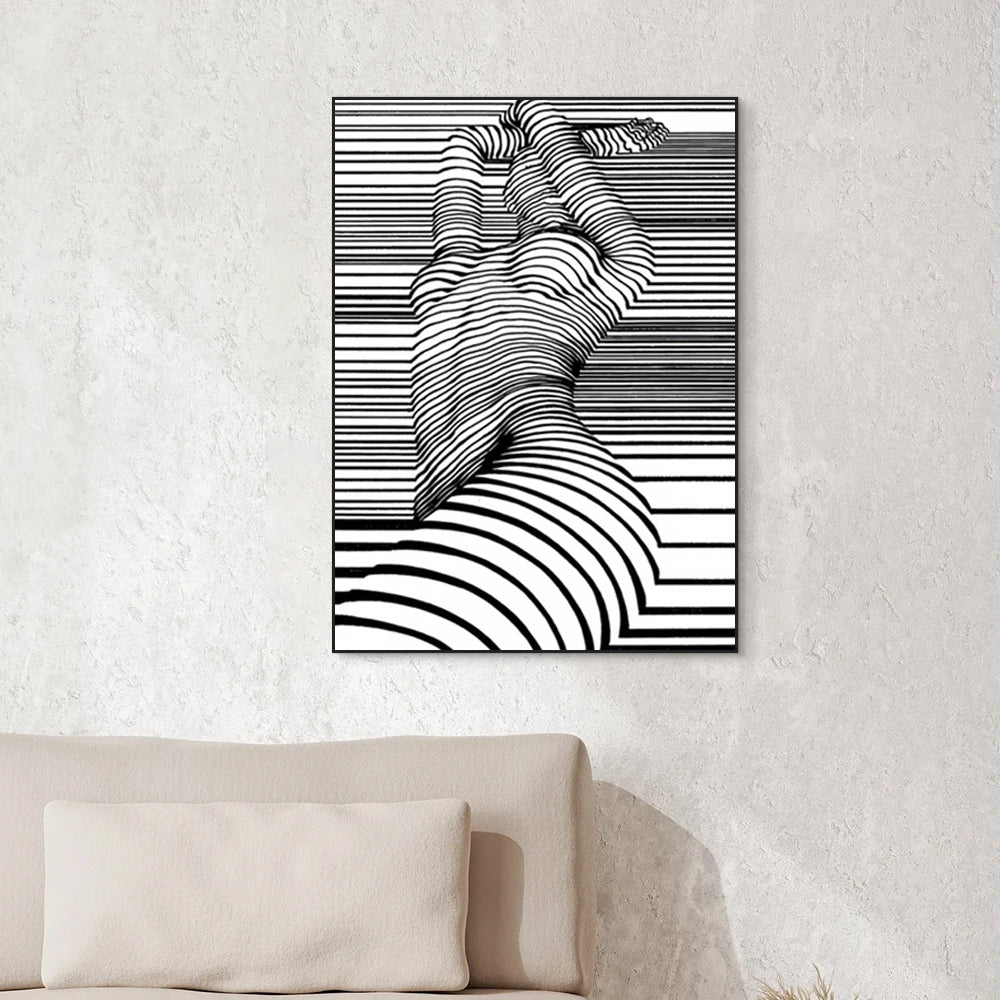 Arte de pared abstracto moderno, imagen de mujer desnuda en blanco y negro, póster impreso en lienzo HD, decoración para sala de estar, hogar, pasillo