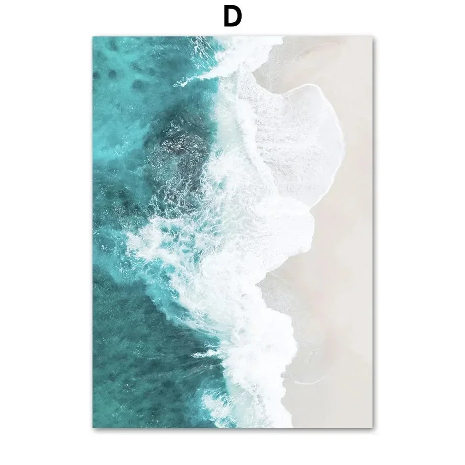 Planche de Surf Mouette Parasol Mer Bleue Tableau Mural sur Toile Affiches et Impressions Nordiques Photos Murales Pour Salon Décoration