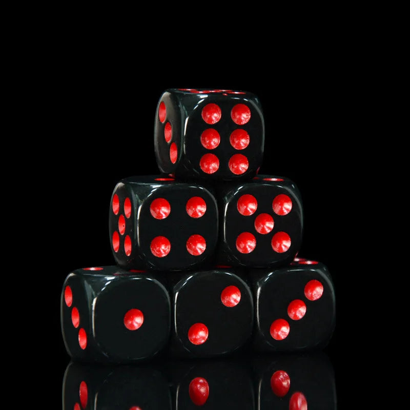 24 dés/ensemble avec sac en velours, ensemble de dés rouges/noirs 16 mm