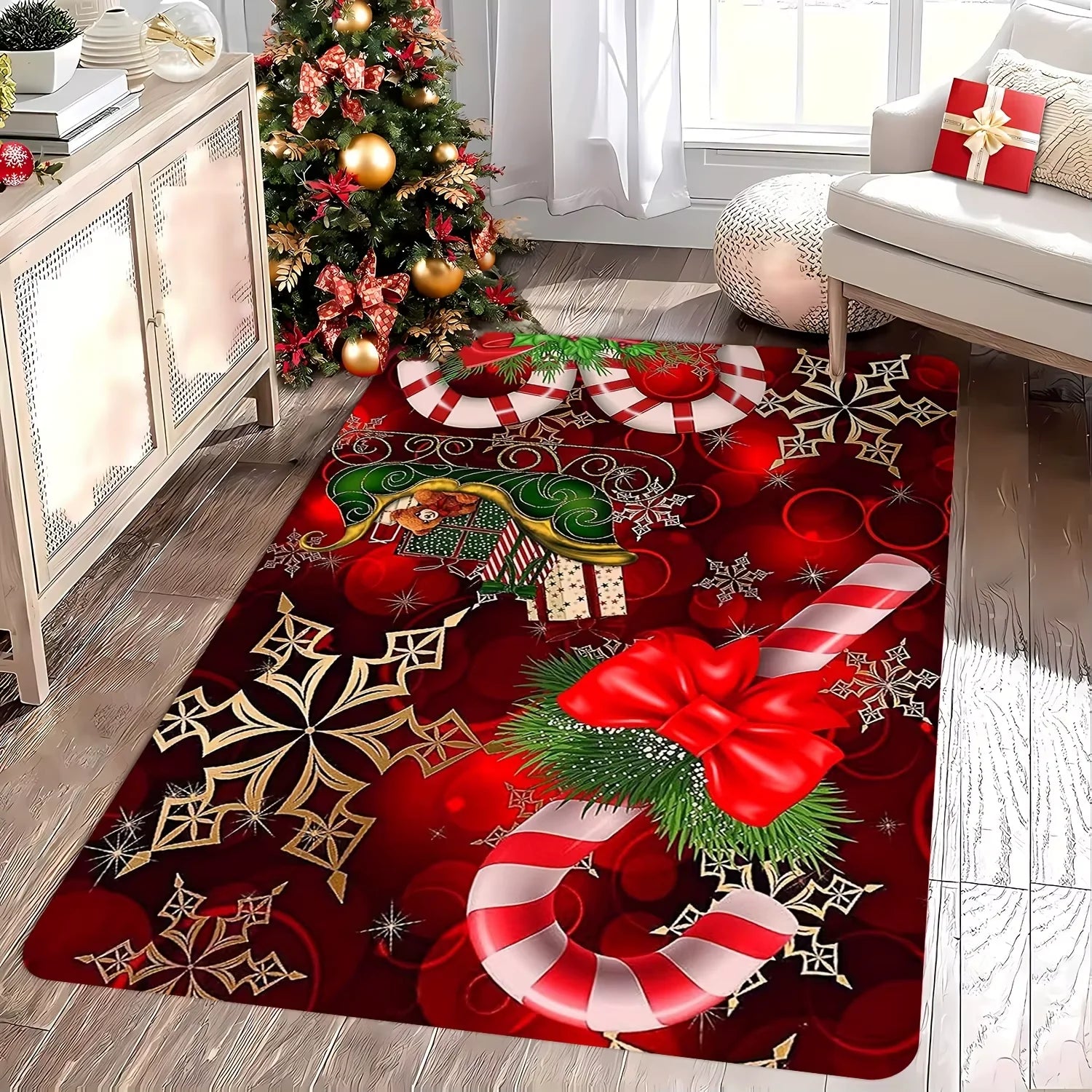 Alfombra de Navidad VIKAMA, alfombra festiva para sala de estar, alfombra grande para dormitorio, felpudo suave, alfombrilla de bienvenida, decoración del hogar