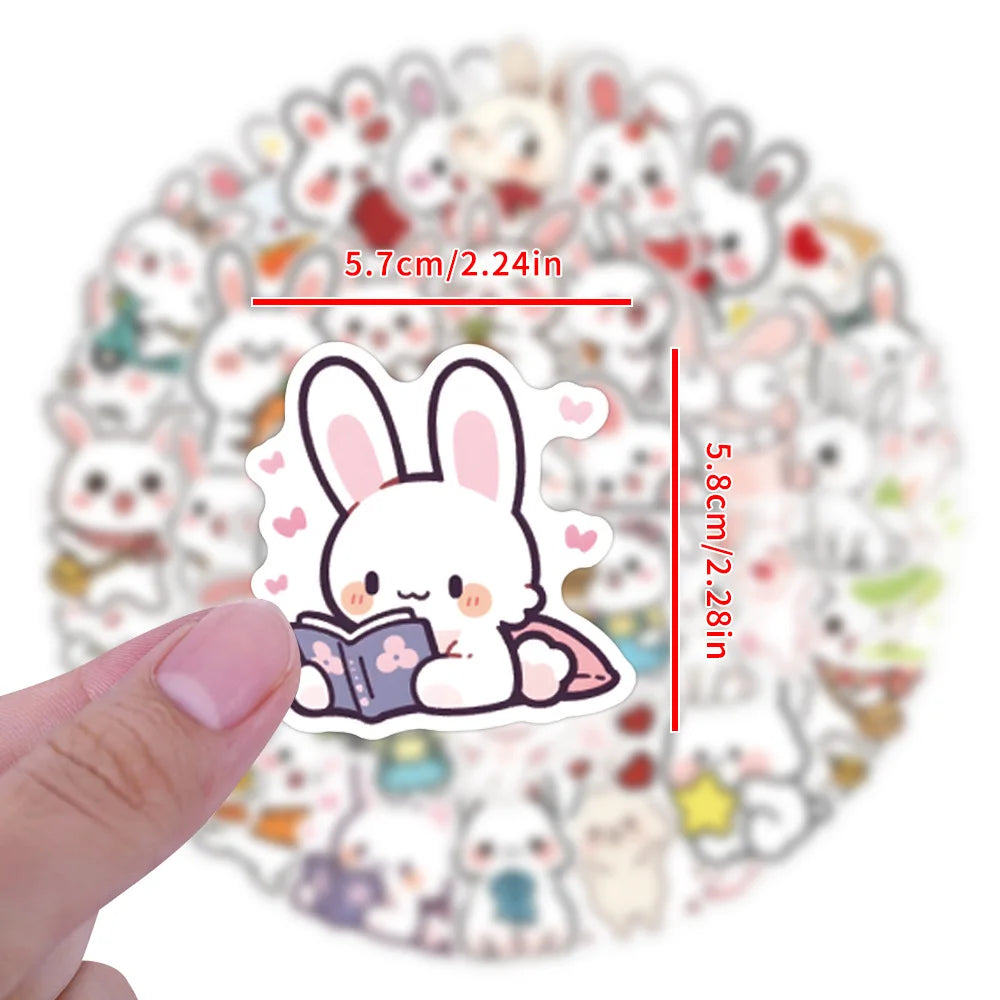 60/120 PCS Autocollants Mignons Série Animaux Lapin Graffiti Bagages Tasse à Eau Scooter