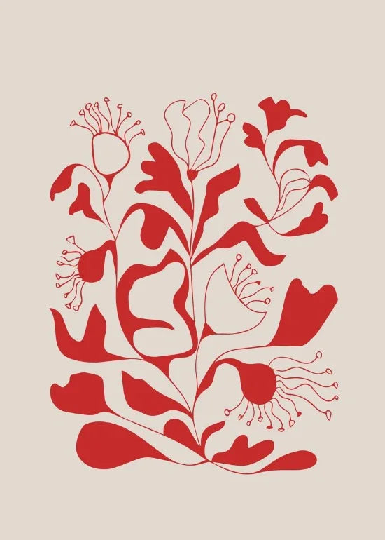 Abstract Floral Art Prints Poster Abstract Botanical Flowers Leaves Poster Canvas Painting Boho Home Room Aesthetic Wall Decor