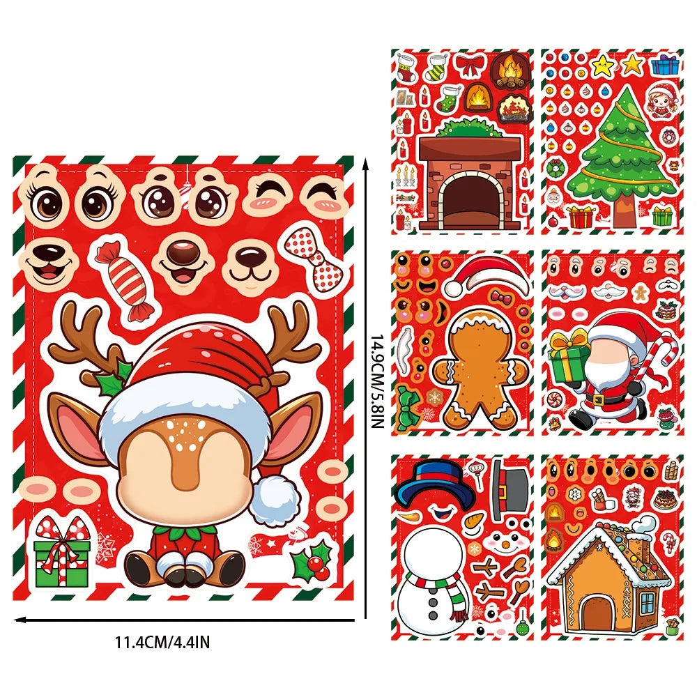 8/16PCS Pegatinas de Rompecabezas de Navidad Pegatinas DIY Pegatinas de Regalo Pegatinas de Fiesta Pegatinas de Imágenes Pegatinas Creativas