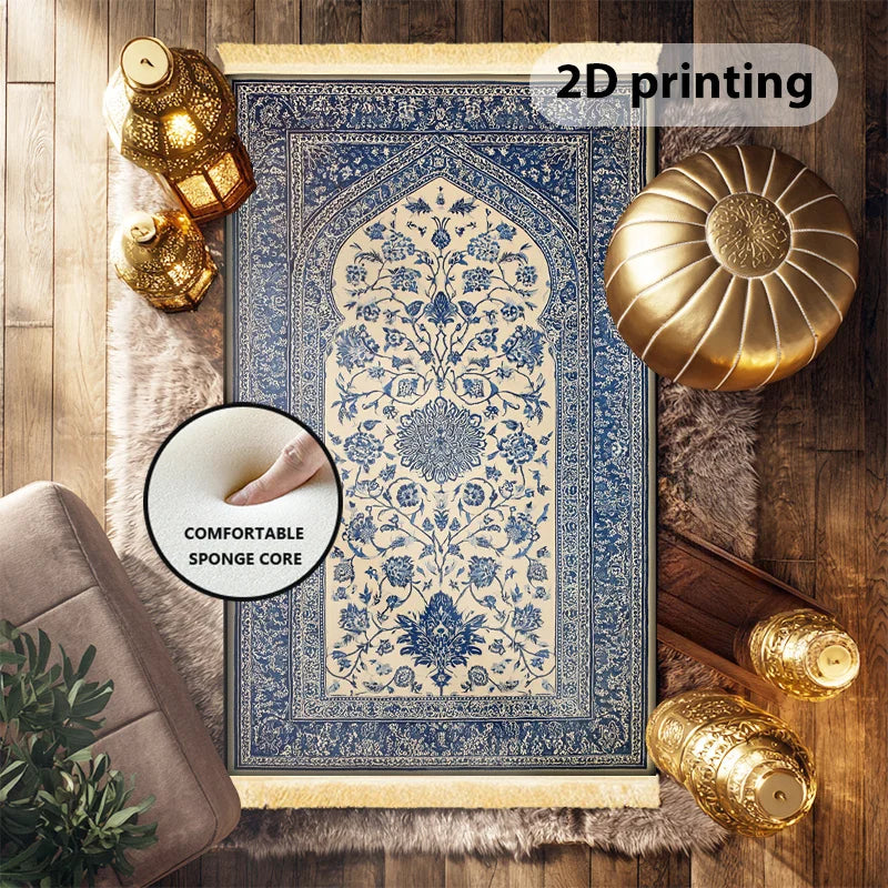 Tapis de prière islamique VIKAMA à franges, tapis de prière doux et lavable en machine, tapis de prière musulman, adapté à la maison et au pèlerinage