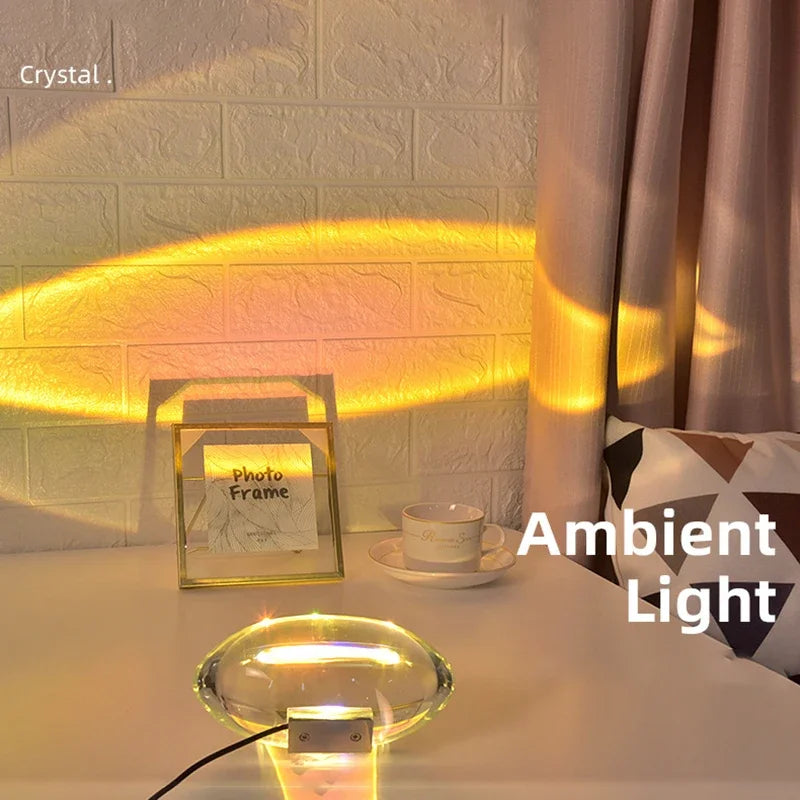 Lampe de table LED de designer italien Eye of The Sky Lampe de chevet en cristal Projecteur de coucher de soleil créatif pour la décoration de la maison et de la chambre