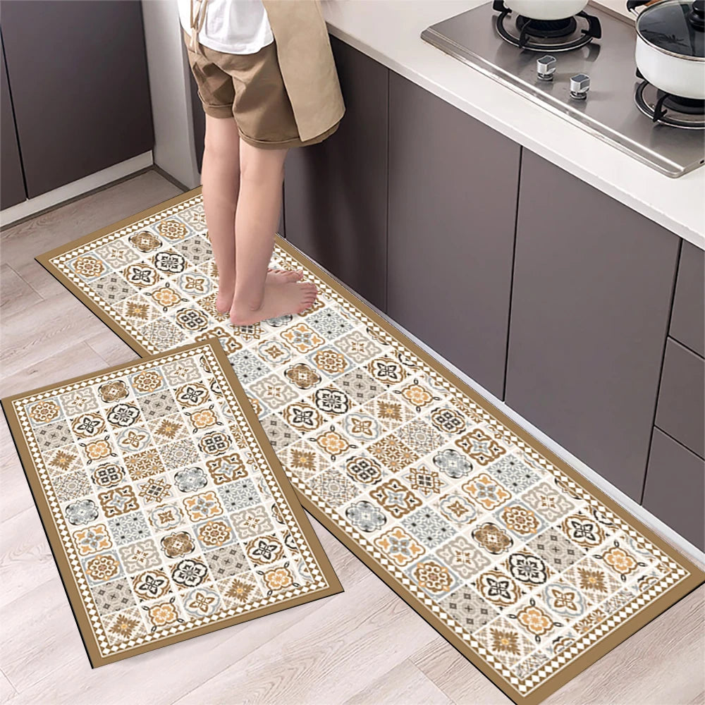 VIKAMA 1/2PCS Alfombra de cocina resistente al aceite, alfombra de baño absorbente de secado rápido, felpudo antideslizante para decoración del hogar