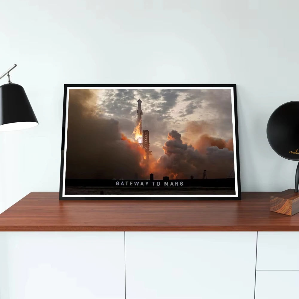 Fotos reales de SpaceX Starship impresas en lienzo, póster de tecnología de aviación, decoración de pared, fotos de cohetes, decoración de pared.