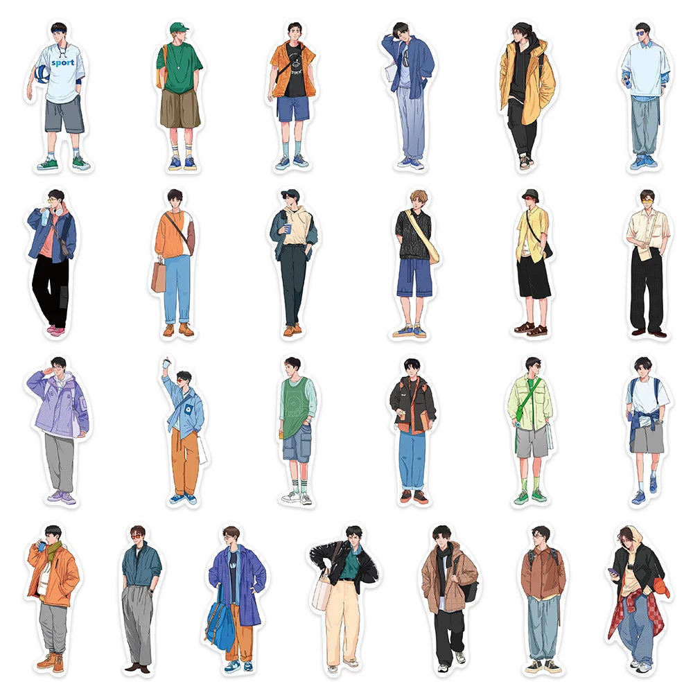 10/30/50pcs Ins Simple Fashion Hand-Painted Men Boy Stickers Laptop Phone Skateboard Notebook Cool Waterproof Sticker Kids Toy