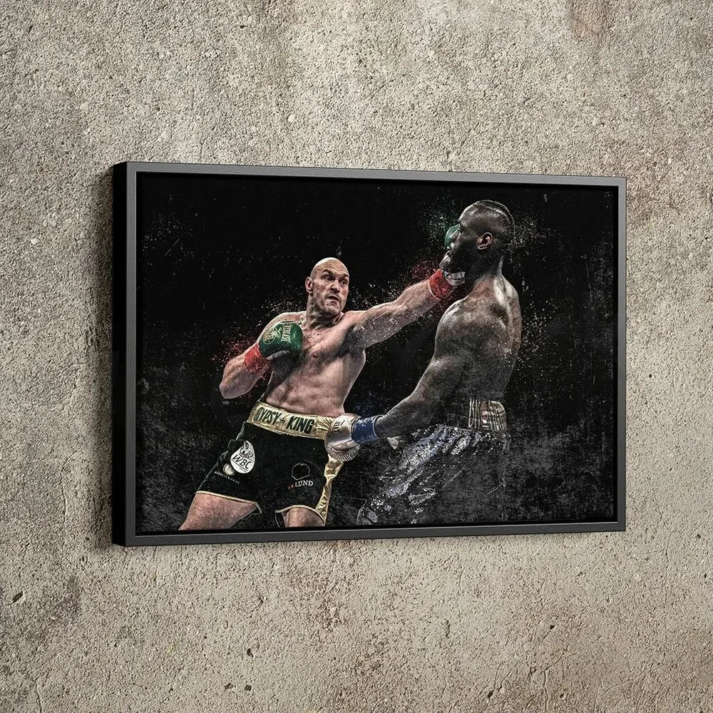 Classic Vintage Wall Art Mike Tyson Vs Muhammad Boxing Painting, HD Canvas Printed Poster, Home Living Room Bedroom Decoration
