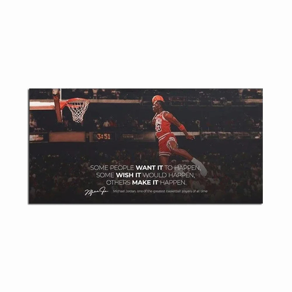 Modern Vintage, Wall Art, Quotes Inspirational Basketball Stars, Canvas Printed Poster, Home Living Room Bedroom Decoration
