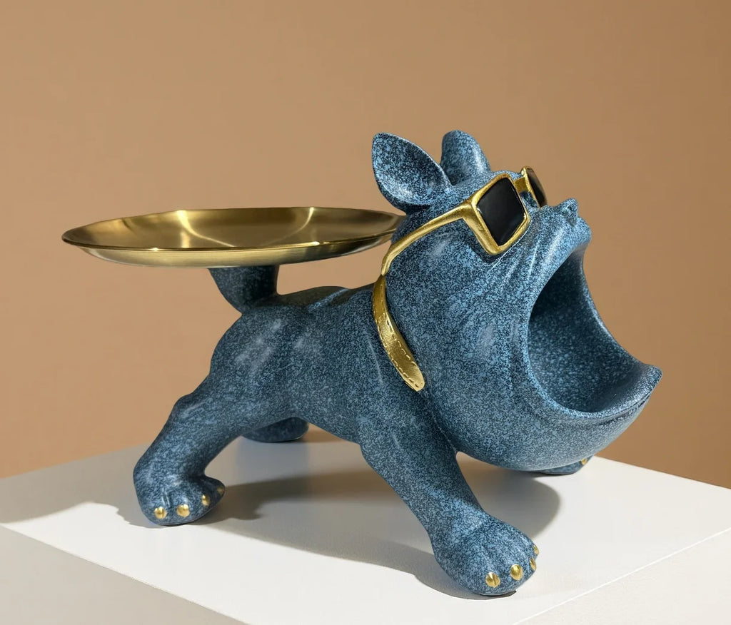 Resin Dog Statue, Bulldog Storage Tray, Animal Decoration, Resin Craft Art Sculpture, Sculptur