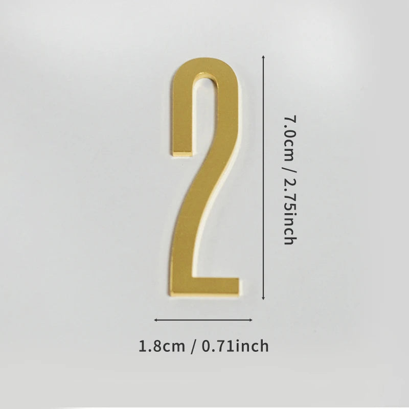 Golden Door Number with Backing Adhesive 7cm Metal House Number Apartment Door Number for Outdoor Hotel Home Mailbox Label