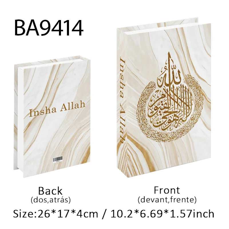 Islamic Kaaba Mosque Luxe Fake Book Storage Box Home Interior Decoration Decorative Books Coffee Table Bedroom Living Room Decor
