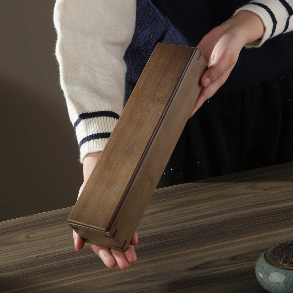 Caja de almacenamiento de incienso de bambú, hecha a mano, soporte para incienso con tapa, organizador para varillas de incienso, ideal para meditación y yoga