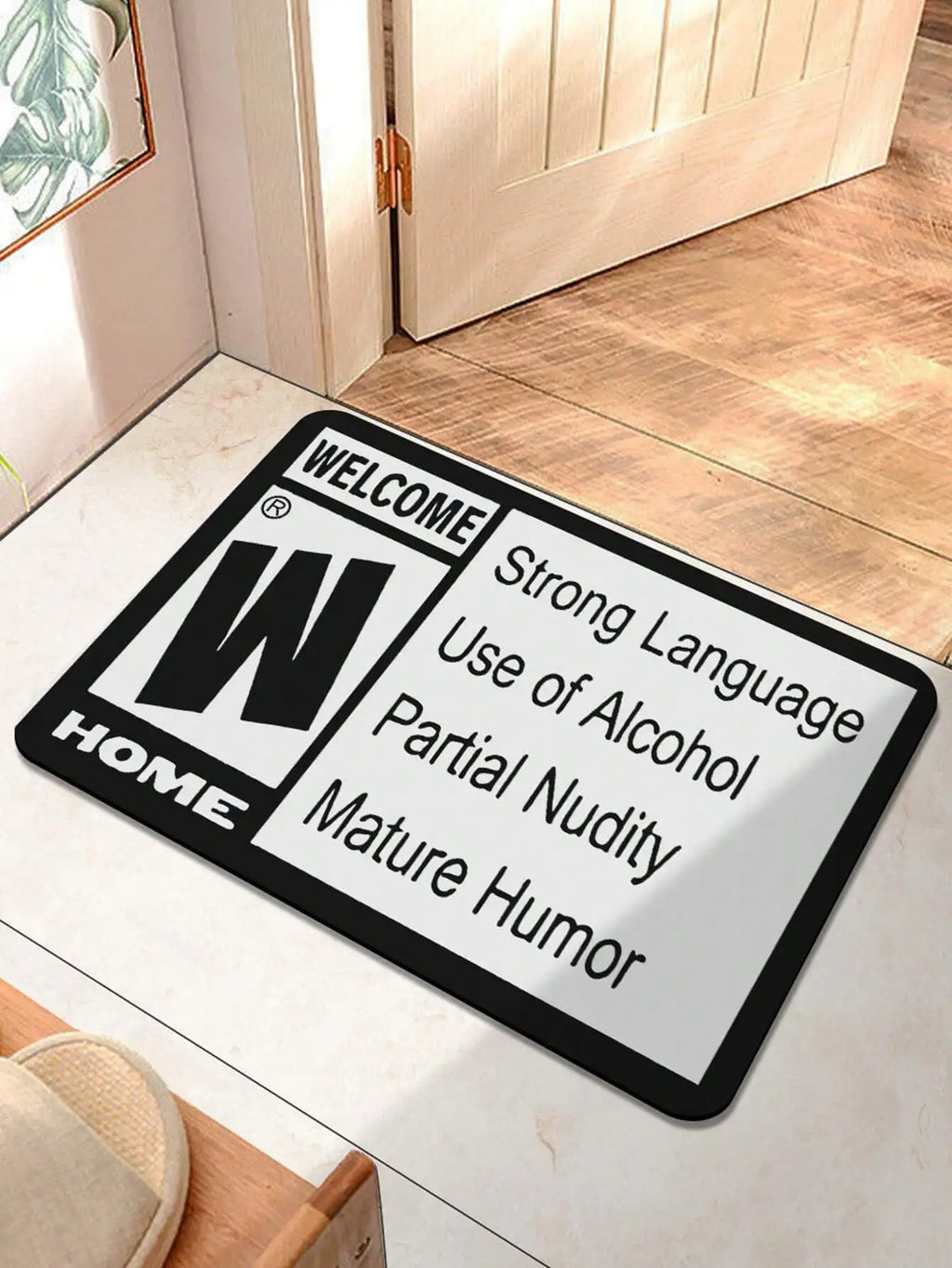 VIKAMA Tapis Imprimé de Bienvenue, Durable et Lavable, Paillasson d'Entrée en Velours Cristal pour Maison, Tapis d'Entrée de Chambre, Décoration Intérieure