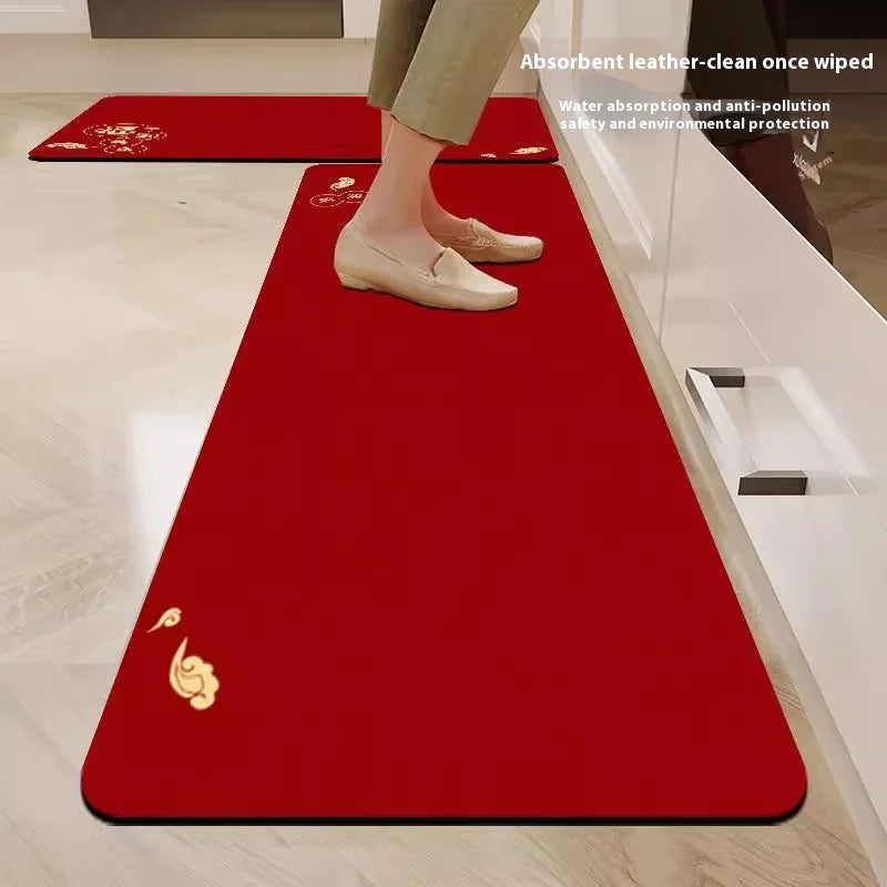 VIKAMA Alfombrillas de cocina de tierra de diatomeas antideslizantes chinas nuevas, resistentes a la suciedad, alfombra recortable, alfombra roja para entrada y baño