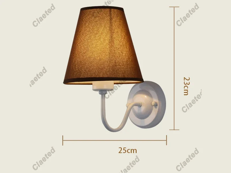Applique murale 110V/220V avec ampoule LED E27 Abat-jour en tissu Appliques murales pour hôtel Chambre à coucher Chevet Salon Escalier Décoration d'intérieur