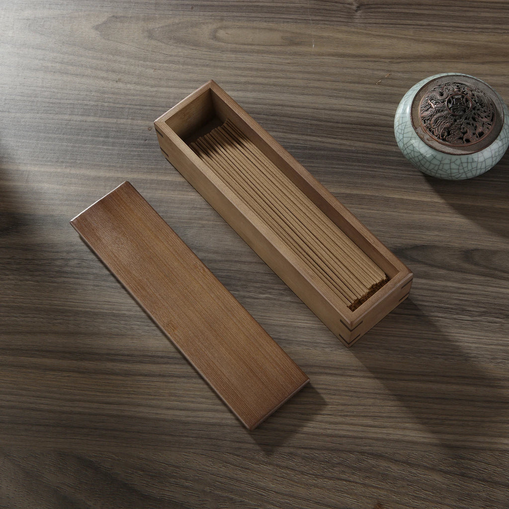 Caja de almacenamiento de incienso de bambú, hecha a mano, soporte para incienso con tapa, organizador para varillas de incienso, ideal para meditación y yoga