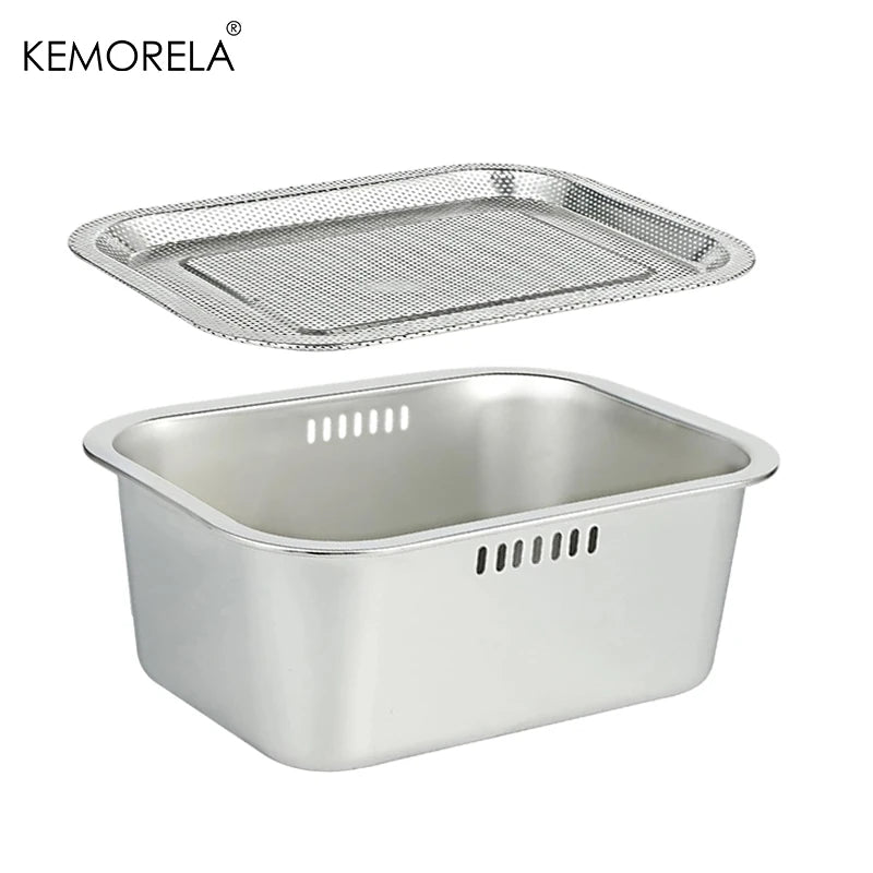 Portable Washing-up Bowl 10L Large Stainless Steel Dishpan, Multipurpose Kitchen Sink Bowl Dish Tub Vegetable Washing Basin