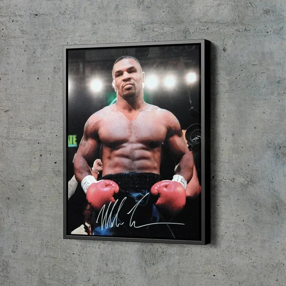 Classic Vintage Wall Art Mike Tyson Vs Muhammad Boxing Painting, HD Canvas Printed Poster, Home Living Room Bedroom Decoration