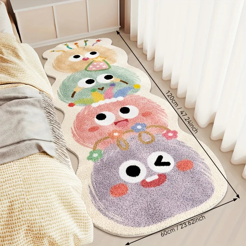 VIKAMA Tapis mignon de bande dessinée, tapis long, tapis de salon, tapis de chambre à coucher, couverture de chevet, paillasson de bienvenue, tapis de salle de bain absorbant, décoration de la maison