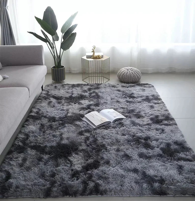 Alfombra minimalista de pelo largo de color liso VIKAMA, mullida y suave, para sala de estar, sofá, mesa de centro, alfombra para cuarto de niños, decoración del hogar