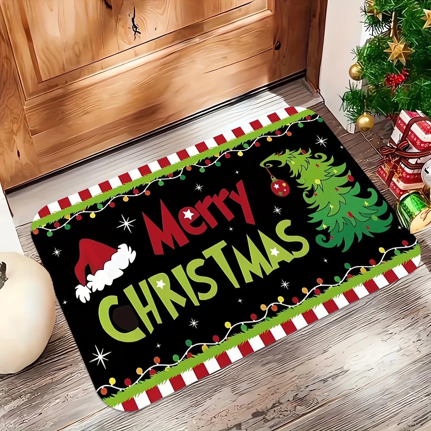 Tapis créatif de Noël VIKAMA Tapis de porte doux Tapis de bienvenue Tapis de salon Tapis de chambre Tapis d'extérieur Décoration de Noël
