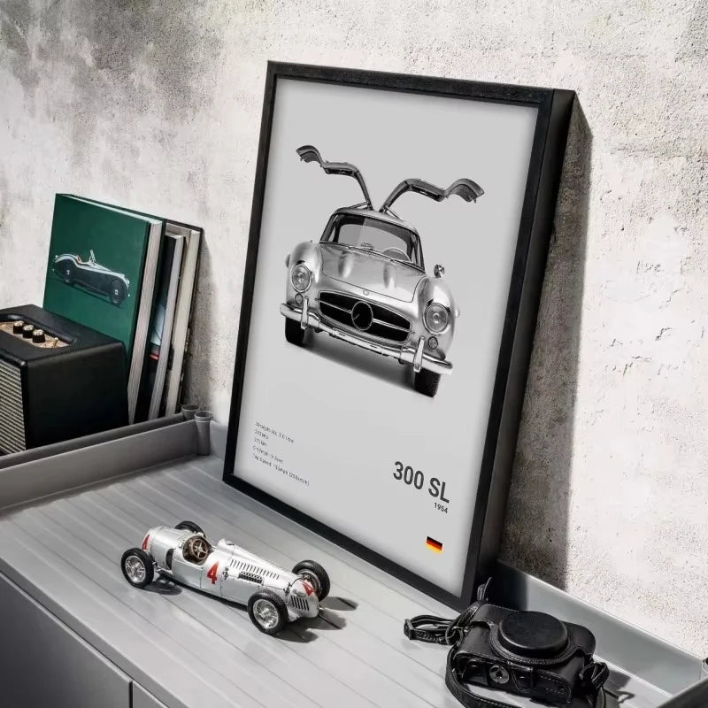 Arte de pared clásico de lujo en blanco y negro, coche deportivo G63 SL Gtr, sedán, póster de lienzo HD y decoración impresa para el hogar y la sala de estar