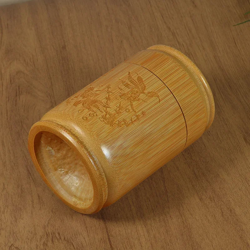 Boîte de rangement de thé en bambou faite à la main, boîte à thé sculptée avec couvercle hermétique, bocaux de rangement de cuisine, accessoires, boîte à épices, organisateur