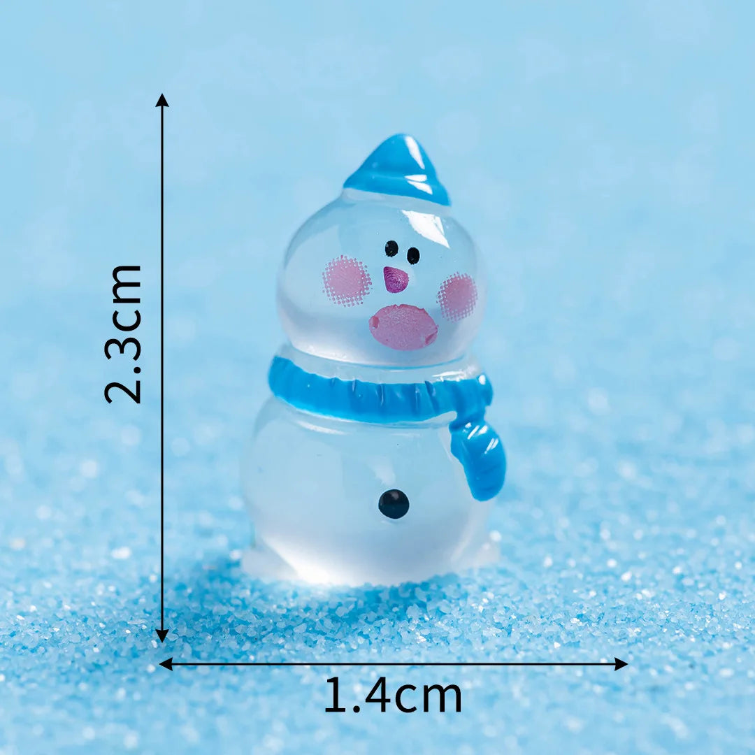10/50 Boîte cadeau lumineuse Bonhomme de neige Terrarium Maison de poupée Figurines de jardin féerique Ornements de micro-paysage Figurines Miniature de Noël