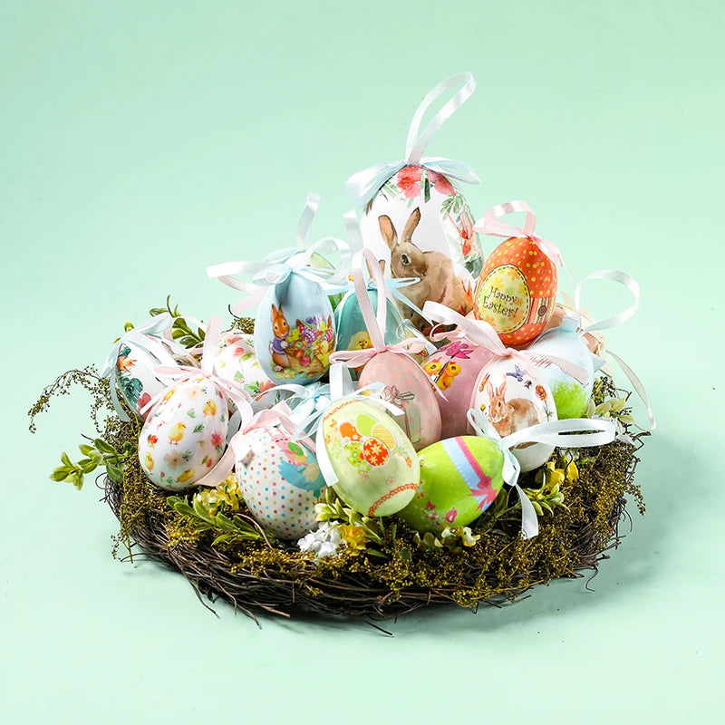3 pièces Lapin Œufs de Pâques Panier Décoration de Pâques 7 cm Œufs en Mousse Décoration d'intérieur Guirlandes Déco de salle EVJF Décoration de Pâques 2024