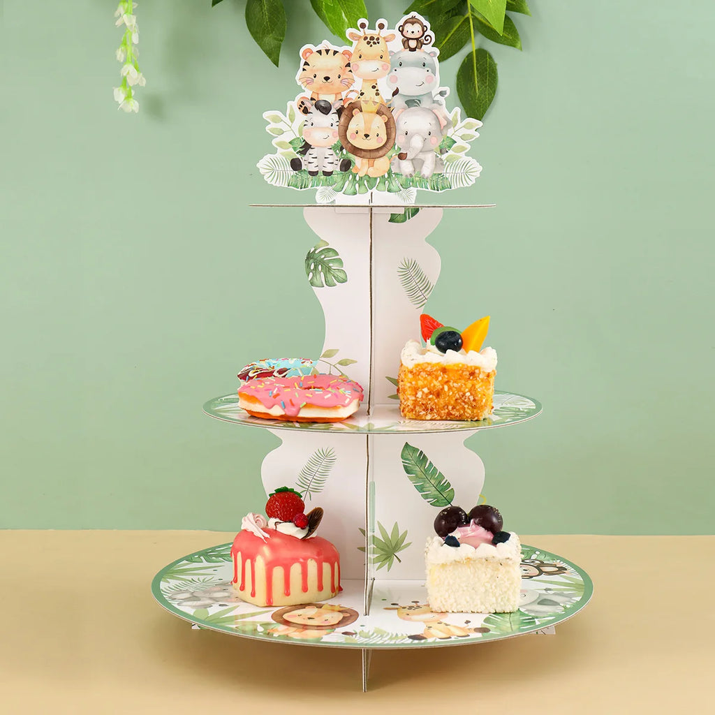 Nappe d'anniversaire animaux de la jungle, feuilles de palmier, nappe de fête d'anniversaire Safari dans la jungle, décoration pour enfants Wild One