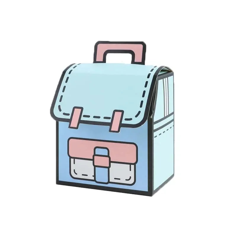 5 bolsas creativas de embalaje para regalos con forma de mochila de dibujos animados, bolsas de aperitivos y dulces con cierre automático para decoraciones de fiesta de cumpleaños infantiles