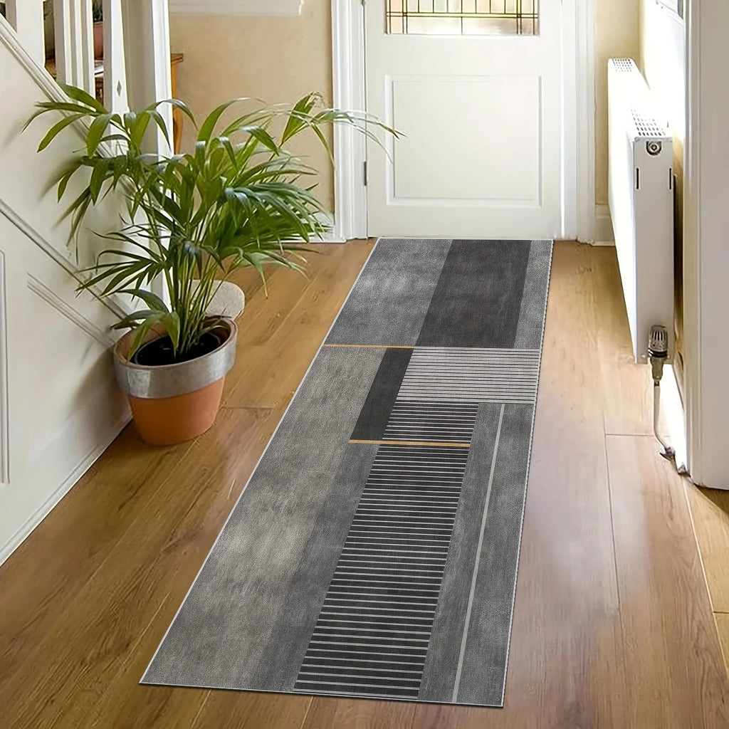 Tapis géométriques minimalistes VIKAMA – Idéaux pour les couloirs, les tapis de cuisine et les paillassons d'entrée – Décoration d'intérieur durable et facile d'entretien