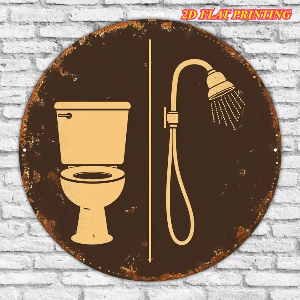 Letrero de inodoro vintage, decoración de baño retro imitación madera, humor, fácil instalación en el hogar