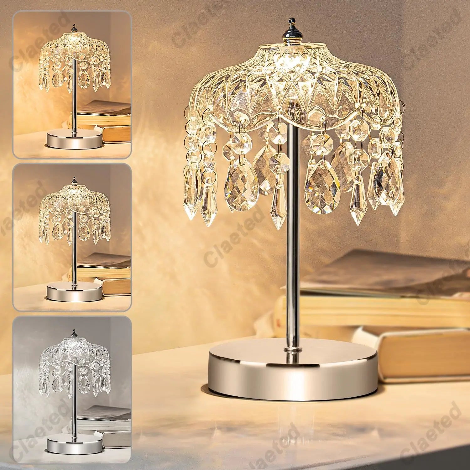 Lámpara de mesa de cristal de lujo ligero para dormitorio, mesita de noche, retro europea, luz nocturna decorativa, accesorios de iluminación para el hogar con ambiente