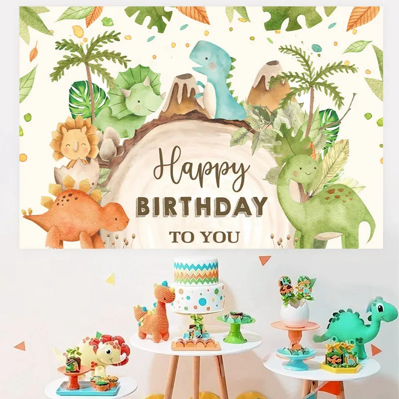 Décoration de fond de fête dinosaure, décorations d'anniversaire dinosaure, décor de baby shower pour garçons, fournitures de fête d'anniversaire jungle safari